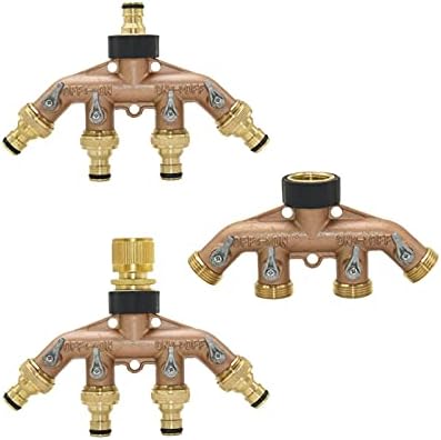 Hose Connector Adapter Garden Water Pipe With 3/4" Thread 4-way Diverter Brass Garden Faucet Diverter Four Valve Group Irrigation Valve Quick Connector 1pcs (Color : A) by Unknown