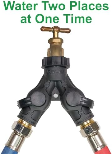 Dramm High Flow Twin Shut Off Valve with Full Water Flow, Two Way Connector, One Touch Thumb Control Turn Off Position, Corrosion Resistant Seals - Image 2