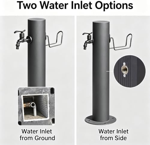Yard Antifreeze Cracking Floor-Standing Water Spigot,Stainless Steel Vertical Water Hydrant,with Hose Holder,Freestanding Garden Waters Column for Car Watering - Image 7