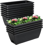 12Pcs 17Inches Rectangle Planter Box with Drainage Holes and Trays by Lysjtsr