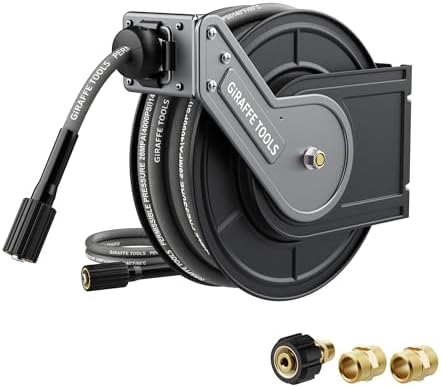 Giraffe Tools Pressure Washer Hose Reel with 60ft Pressure Hose, 4000PSI by GiraffeTools