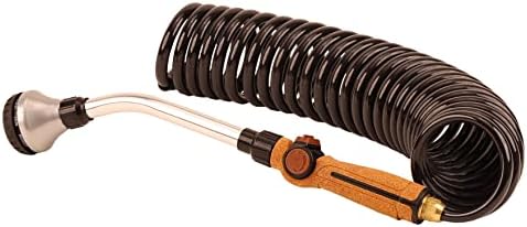 Hose Kit: 3/8" ID x 25' HP Quality Coiled Hose (Charcoal Gray) with Cork Handle 8-Pattern Watering Wand - Image 2