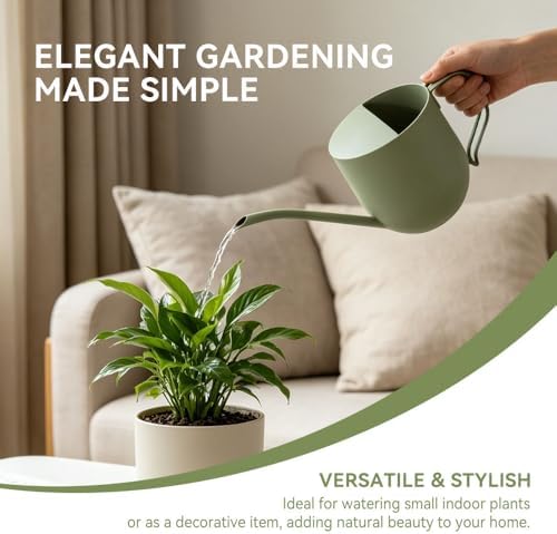 White Watering Can 50oz Stainless Steel for Indoor Plants - Image 7