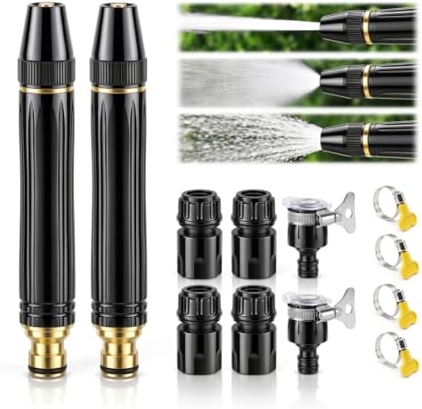 LusterAce High Pressure Hose Nozzle, Adjustable Garden Hose Spray Nozzle for Watering Plants, Patio Cleaning and Car Washing, 2 Pack by Unknown