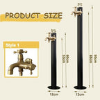 Freestanding Hose Stand Vertical Garden Water Tap, Outdoor Stainless Steel Water Column with Faucet, Freeze Proof Yard Hydrant Spigot for Patio Backyard(Round A,Height: 95cm/37.4in) - Image 2
