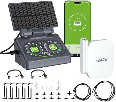 RAINPOINT WiFi Smart Programmable Solar Drip Irrigation System for Indoor Houseplant Water Up to 15 Pots, Compact Vacation Auto Plant Waterer Self Watering Device While Away Low Water Auto Shut-Off by RainPoint
