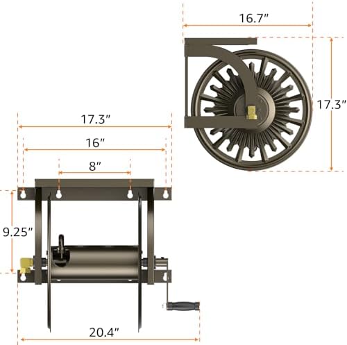 GOFORWILD Wall Mount Garden Hose Reel, Holds 200-Feet of 5/8-Inch Hose - Image 2