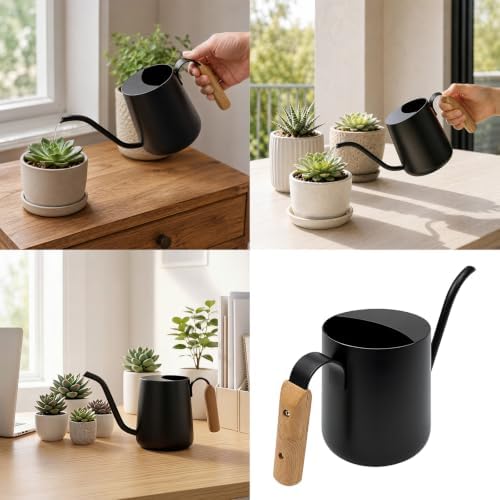 Indoor Plant Watering Can, Stainless Steel Long Spout Watering Can for Potted, Balcony Pots and Home Care Stainless Steel Indoor Plant Long Spout Metal Waterer Balcony Planter Pour Control Care - Image 2