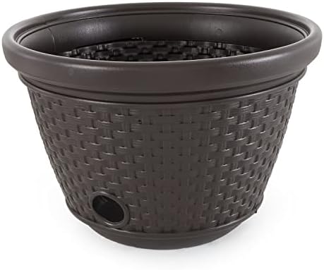 Suncast 2 Pack Decorative Wicker Garden Hose Holder Pot with 4 Drain Holes for 100 Foot Hoses, Java - Image 7