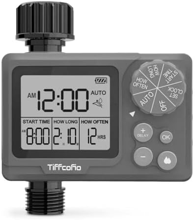 TiFFCOFiO New Sprinkler Timer Outdoor, Digital Programmable for Garden Hose, Irrigrtion Timer with Rain Delay and Manual Mode by TiFFCOFiO
