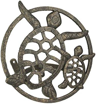 Zeckos Sea Turtle Garden Hose Holder, 12.25 Inch Diameter Bronze Cast Iron by Zeckos