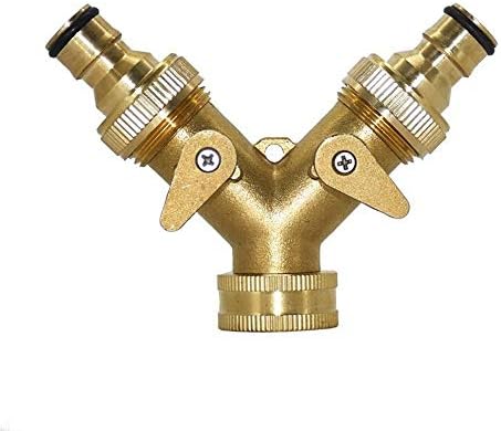 Plumbing Fittings Ball Valve Hose Fitting Brass Garden Tap 2 Way Tap Irrigation Valve Hose Pipe Splitter Quick Connector Adapter Female Thread G3/4 1pcs by Unknown