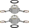 2PCS Aluminum Global Cam and Groove Hose Fitting DC-300 3" Type DC with 2 PCS Camlock Gasket Dust Cap (3 inch, Type DC) by BITOTUDirect