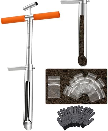 Soil Sample Probe, 20 Inch Soil Probe Rod, Ground Probe Rod, My Soil Test Kit, Stainless Steel Soil Sampler Tool with Ejector and Foot Pedal for Lawn Plant Garden Farm Soil Testing by Unknown