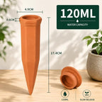 6 Pack Terracotta Watering Spikes with Lids - Image 2