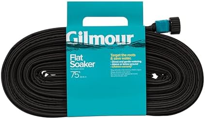 Gilmour 75' Black Flat Weeper Soaker Hose for Garden Beds, Drip Irrigation Outdoor Hose, Flexible Garden Hose for Vegetable Gardens, Flower Beds, Lawns, and Orchards by Gilmour