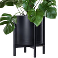 D'vine Dev Plastic Pot with Ebony Wood Stand, Black, 14 in, 55-C-T-2 by DvineDevPlanterPotsandStand