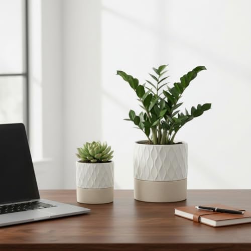 Nihow Ceramic Self Watering Plant Pot for Indoor Plants, 4.5+6 Inch - Image 4