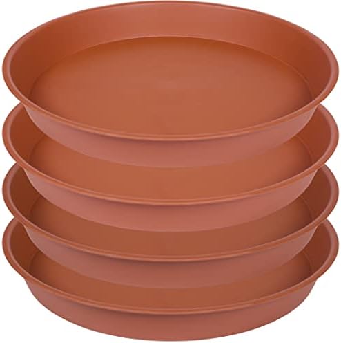 4 Pack of 16 inch Plant Saucer, Heavy Duty Plastic Saucer 16" Round, Plant Trays for Pots, Flower Plant Saucers for Indoors, Plant Trays for Planter 14"/15"/16" (16 inch, Terracotta) by Bleuhome