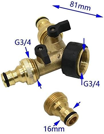 Plumbing Fittings Ball Valve Hose Connector Brass Female 3/4" 2 Way Tap Water Splitter 5/8" Garden Y Quick Irrigation Pipe Adapter 1pcs(A) - Image 3