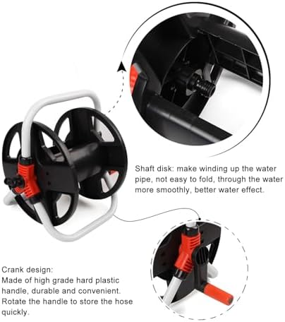 Garden Hose Reel, Portable Water Heavy Duty Cart ABS Holder Winder Household Storage Rack for Outdoor Lawn Farm Yard Car Washing Holds 50 to 65 Ft Convenient Flexible Watering - Image 5