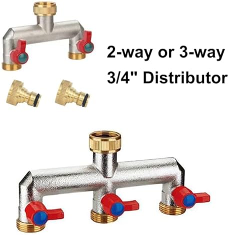 Brass Garden Hose Splitter Water Tap Distributor with Individual On/Off Valve 3/4in Threaded Adapter for Home, Garden, Outdoor(3-Way Adapter) - Image 2