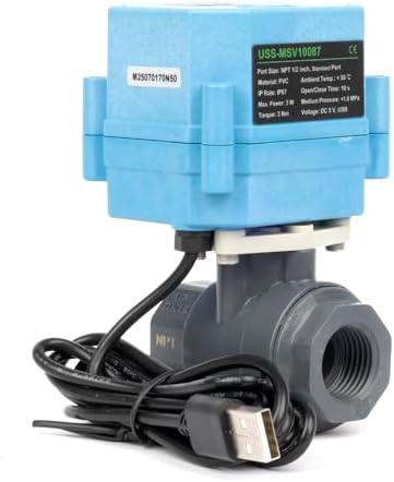 U.S. Solid WiFi Smart Motorized Ball Valve 1/2 in NPT, 2-Way PVC Electric Valve, USB Powered, LED Indicator, Remote On/Off for Water and Irrigation - Image 3