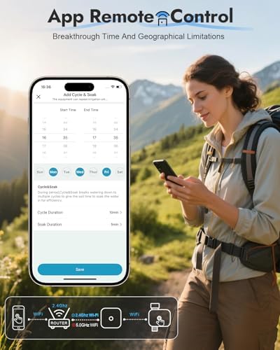 Insoma WiFi Water Timer Brass Inlet, Smart Sprinkler Timer for Garden Hose, APP & Voice Control Hose Timers, No WiFi Hub, 20 Watering Plans, Rain Delay Manual Mode for Garden Lawns(2.4GHz Only) - Image 2