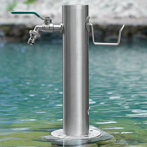 Freestanding Stainless Steel Garden Water Column - Durable Outdoor Tap & Hose Stand for Irrigation, Washing, and Yard Fountain, Floor Mounted Hydrant by Unknown