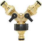 Garden Hose Connection Accessories Brass Female 3/4" 2 Way Tap Water Splitter 5/8" Garden Tap Y Quick Connector Irrigation Valve Hose Pipe Adapter 1pcs by Unknown