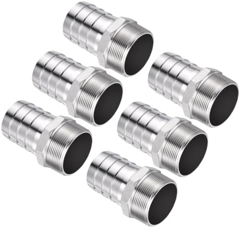 6pcs Stainless Steel Hose Barb Fittings 50mm Barb to 2" NPT Male by Kozelo