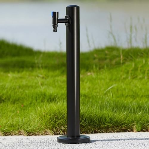 Outdoor Stainless Steel Square Water Column Fountain - Freestanding Hose Stand with Faucet, Decorative Garden Water Feature for Irrigation and Washing by Unknown