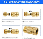 Hourleey Garden Hose Quick Connector, Solid Brass 3/4 Inch GHT Thread Garden Quick Connect Kit, Male and Female No-Leak Water Hose Fittings (8 Set) - Image 6