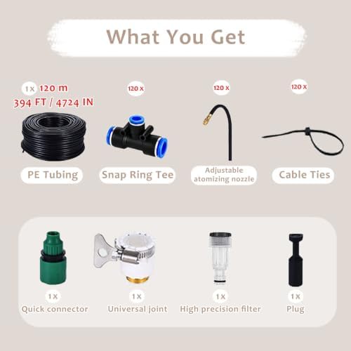 Industrial Sprinkler System Kit, 360° Adjustable Nozzles Spray Fogging System for Factory Workshop Cooling, Dust Control & Disinfection - Image 3