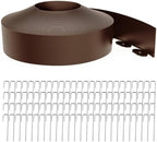 Landscape Edging 4 Inch Tall 80FT with 100Pcs Metal Spikes, Plastic Garden Edging Border Landscape Edging Border Lawn Edging for Landscaping, Flower Bed, Yard(Brown) by LXVOOEE