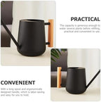 Metal Watering Can 900ml Long Spout Black Iron Wooden Handle - Image 4