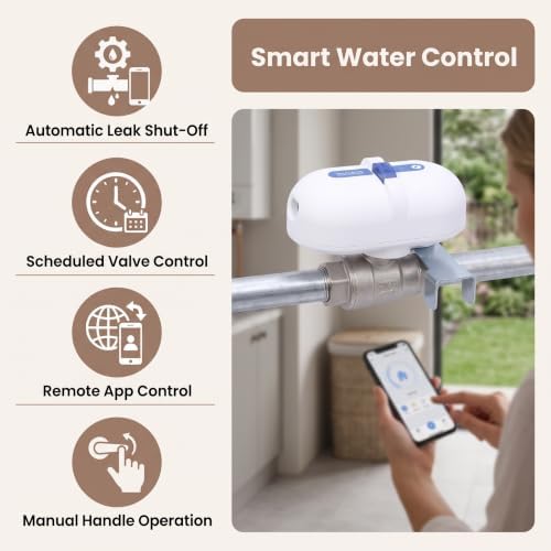 WiFi Smart Water Valve, Automatic Shut Off with Leak Detection and Timer Schedule, Compatible with, for Household and Animal Husbandry (US Plug 100 to 240V) - Image 7