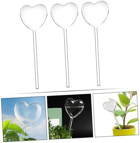 Totority 3pcs Heart-Shaped Glass Self-Watering Bulbs Plant Watering Globes for Automatic Irrigation - Image 5