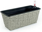 Planters, Self-Watering Rectangle Wicker, 2-Pack, 23 Inch, Gray - Image 5