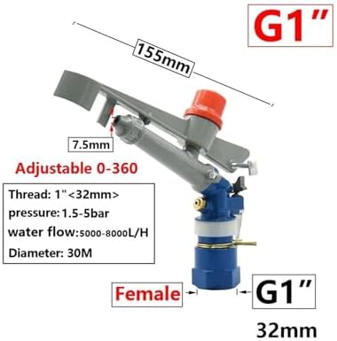 1pc Heavy Duty Zinc Alloy Rain Gun Sprinkler 1/2" to 2" 360° Rotary Irrigation Nozzle for Farm & Garden(Light green) - Image 2