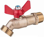 EZ-FLUID Heavy Duty LF Brass 1/2" MIP x 3/4" MHT Male Hose Connector - 1/4 Turn No-Kink Hose Bibb, Outdoor Garden Faucet Spigot Shut Off Valve by EZ-FLUIDPlumbingProducts