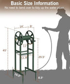 Garbuildman Ground Mount Garden Hose Reel Holds 125 Feet of 5/8-Inch with 3.9 ft Leader Hose, Brass Fitting, Water Hose Holder Stand with Storage Rack & 4 Spikes Base for Outdoor Lawn, Green - Image 5