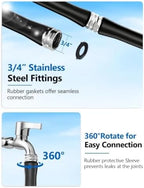 5/8" Hot/Cold Rubber Garden Water Hose 50ft, -50℉-158℉, Black - Image 5