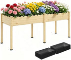 Raised Garden Bed with Legs, 72x24x30in Tall Wooden Elevated Planter Box with Liner for Flowers Vegetables Herbs, Wavy Profile Outdoor Raised Bed for Balcony/Patio/Backyard by Cakhdry