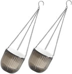 Resin Hanging Planters for Indoor Outdoor 2 Pack with Chains Self Watering by ROMISBABA