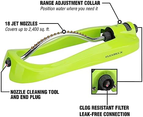 Flexzilla Lawn Sprinkler - Oscillating with Metal Base, 2,400 sq. ft., SFZG62-E ZillaGreen™ - Image 2