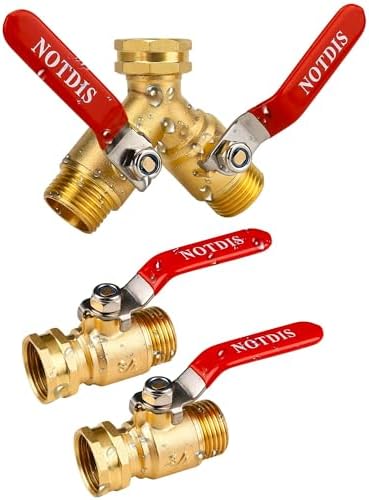 Full Flow Hose Splitter 2 Way Heavy Duty & Brass Garden Hose Shut Off Valve with Full-Flow Design by Shopnow