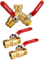 Full Flow Hose Splitter 2 Way Heavy Duty & Brass Garden Hose Shut Off Valve with Full-Flow Design by Shopnow