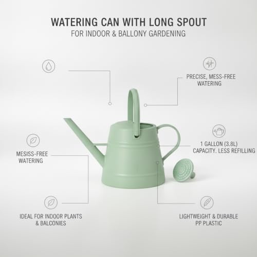 1 Gallon Plastic Watering Can with Long Spout for Indoor Plants, Balcony & Herb Gardens - Durable PP Pot Waterer - Image 4