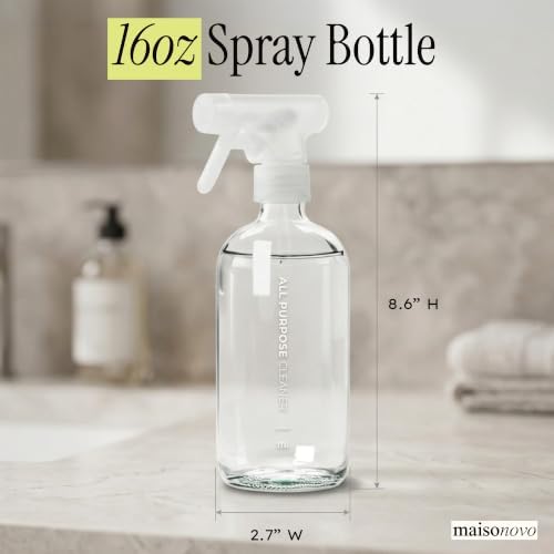 MaisoNovo Clear Glass Spray Bottle for Plants | 16.9 Oz, Pack of 2 - Image 3